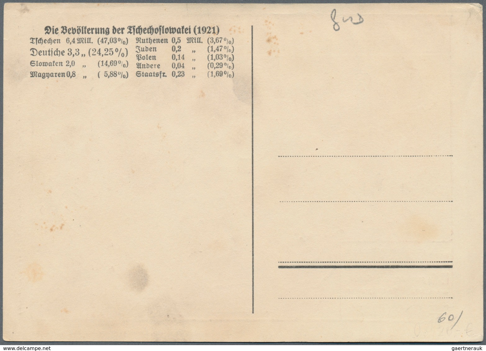 Ansichtskarten: Motive / Thematics: JUDAIKA, "Das Deutschtum Im Sudetenraum" Mir Aufdruck Rückseite - Andere & Zonder Classificatie