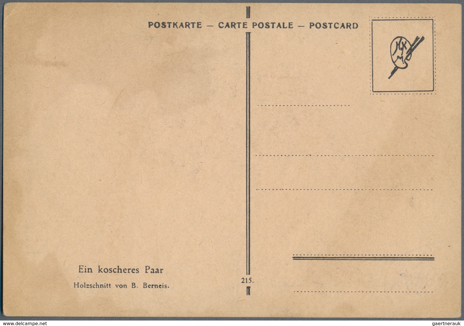Ansichtskarten: Motive / Thematics: JUDAIKA, "-Ein Koscheres Paar- Holzschnitt Von B. Berneis", Unge - Other & Unclassified
