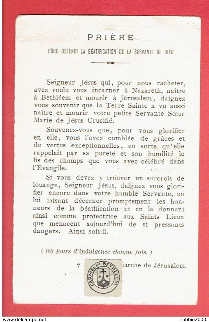 IMAGE PIEUSE RELIQUAIRE RELIQUE DE SOEUR MARIE DE JESUS CRUCIFIE RELIGIEUSE CONVERSE DU CARMEL DE BETHLEEM 1846 1878 - Godsdienst & Esoterisme