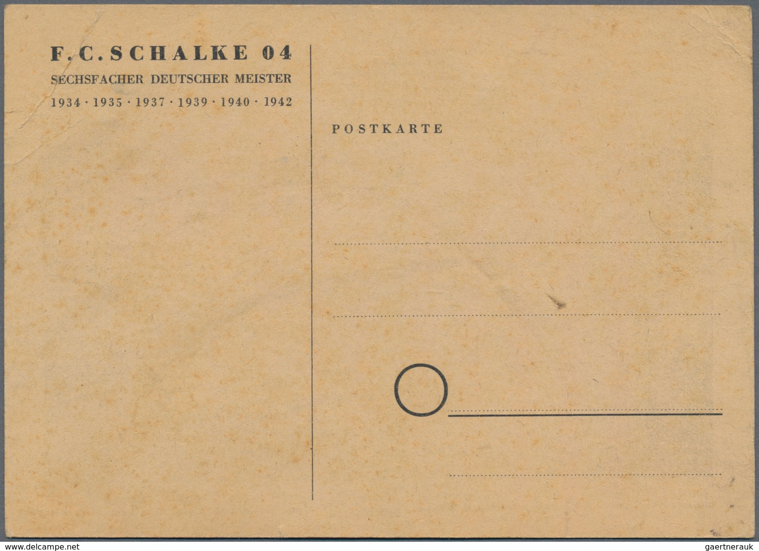 Ansichtskarten: Motive / Thematics: SPORT / FUSSBALL, Sechsfacher Deutscher Meister 1942 F.C. SCHALK - Sonstige & Ohne Zuordnung