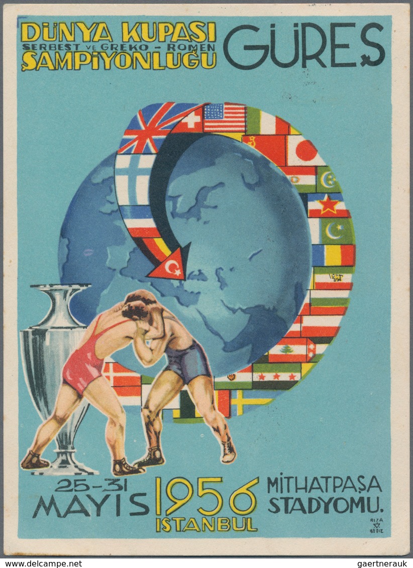 Ansichtskarten: Motive / Thematics: SPORT / RINGEN, Werbekarte Der Internationalen Meisterschaft 195 - Other & Unclassified