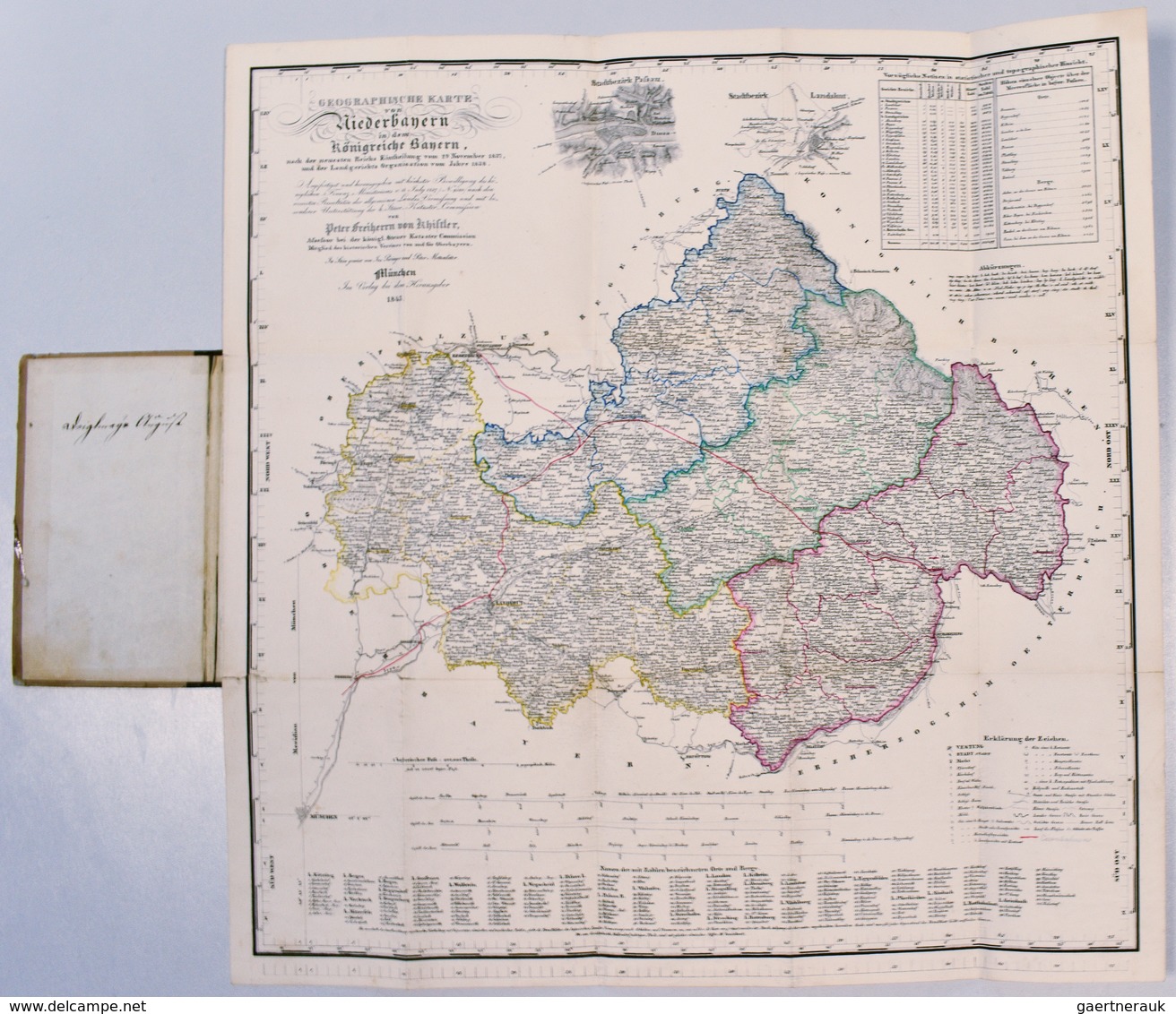 Ansichtskarten: Bayern: LANDKARTE, Geographische Karte Von NIEDERBAYERN Aus Dem Jahre 1843 Mit Zahlr - Sonstige & Ohne Zuordnung