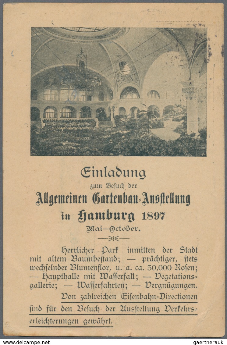 Ansichtskarten: Hamburg: ALLGEMEINE GARTENBAUAUSSTELLUNG 1897, 3 Privatganzsachen Als Einladungskart - Other & Unclassified