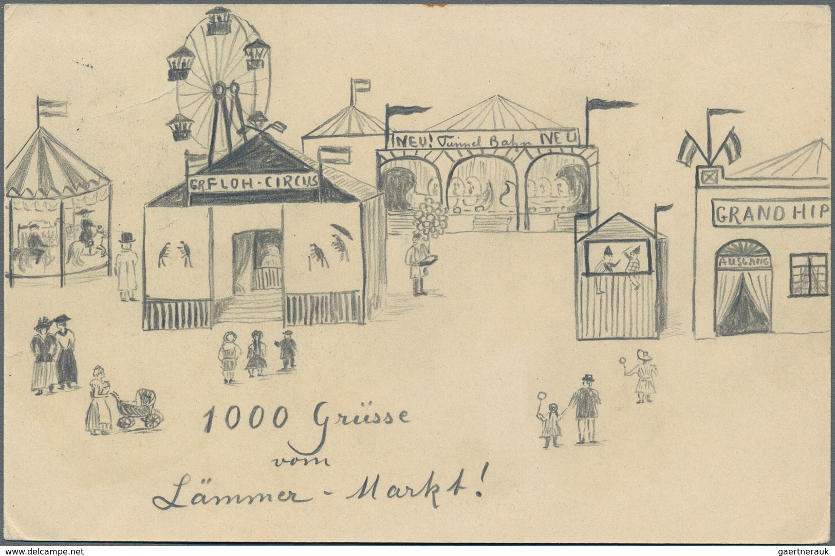 Ansichtskarten: Hamburg: LÄMMER-MARKT, Original Handgemalte Ansichtskarte Von 1911, Postalisch Gelau - Autres & Non Classés