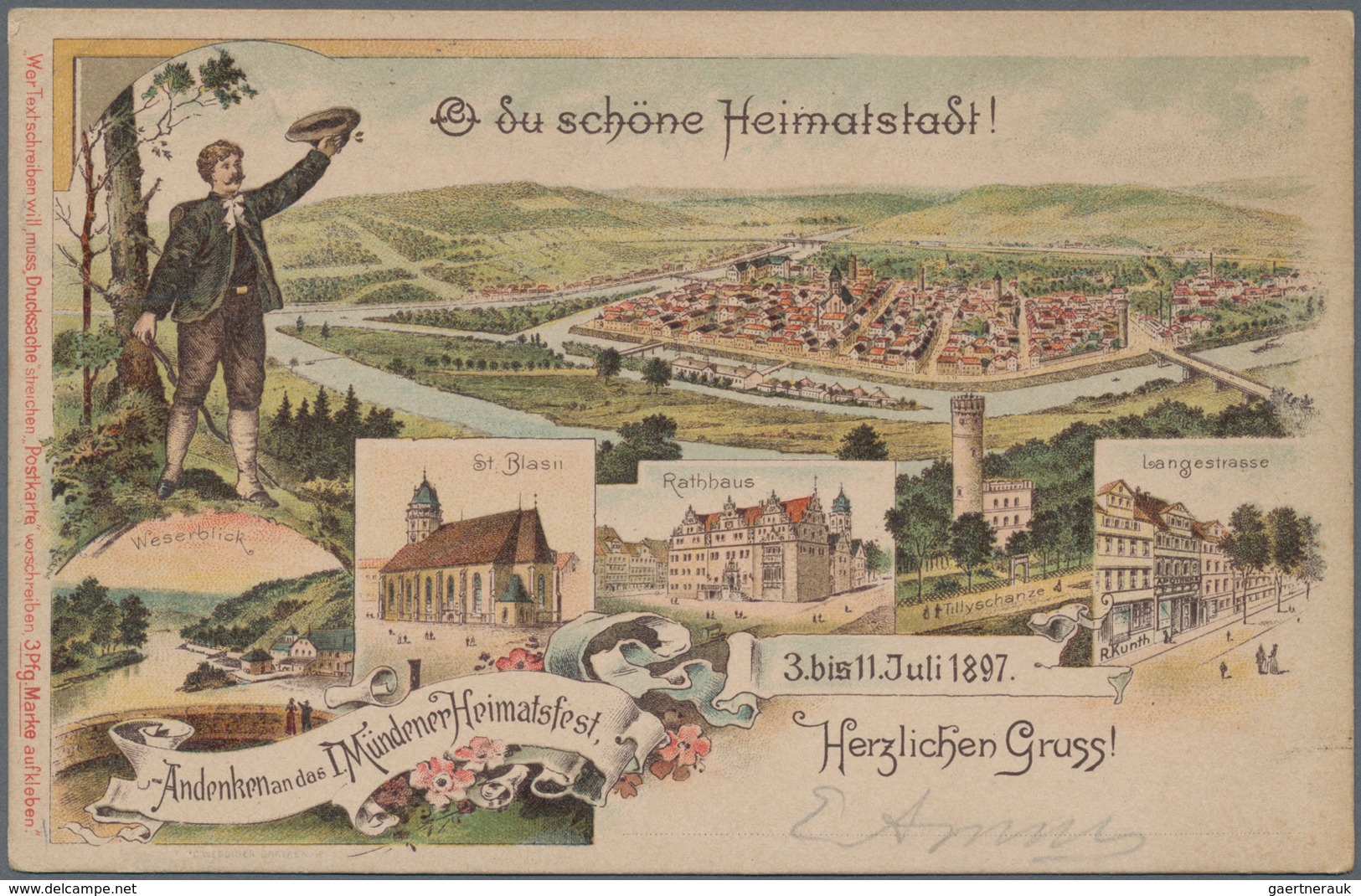 Ansichtskarten: Niedersachsen: HANN MÜNDEN (alte PLZ 351), 1. Mündener Heimatfest, Mehrbildlithograp - Other & Unclassified