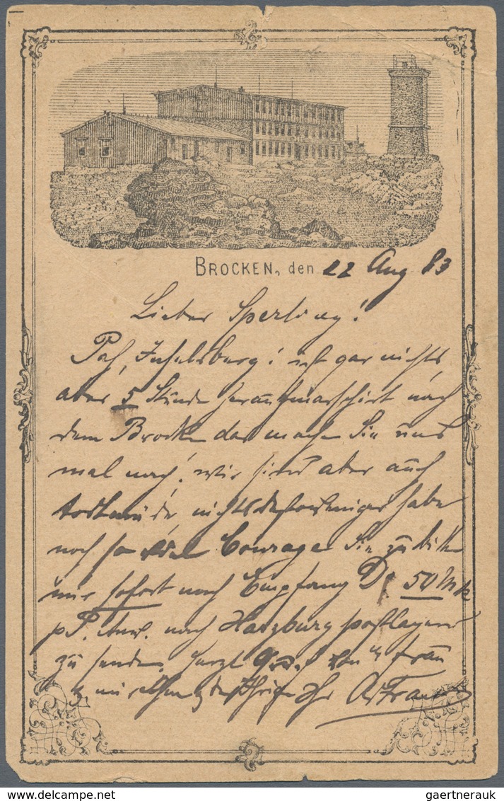Ansichtskarten: Sachsen-Anhalt: BROCKEN, Drei Postalisch Gelaufene Vorläuferkarten Aus Den Jahren 18 - Sonstige & Ohne Zuordnung