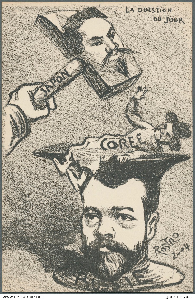 Ansichtskarten: Künstler / Artists: ROSTRO, Politische Karikaturen, Frankreich, Komplette Serie Von - Ohne Zuordnung