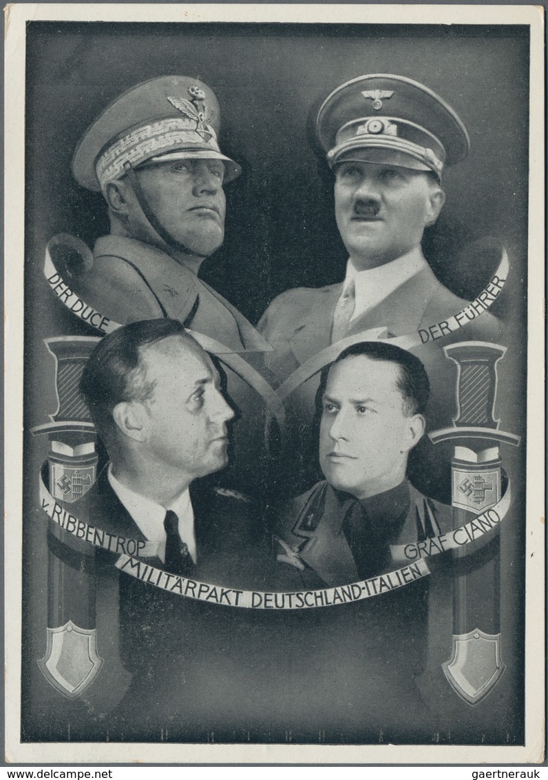 Ansichtskarten: Propaganda: 1937/1941, HITLER-MUSSOLINI, 6 Unterschiedliche Propagandakarten, Alle M - Political Parties & Elections