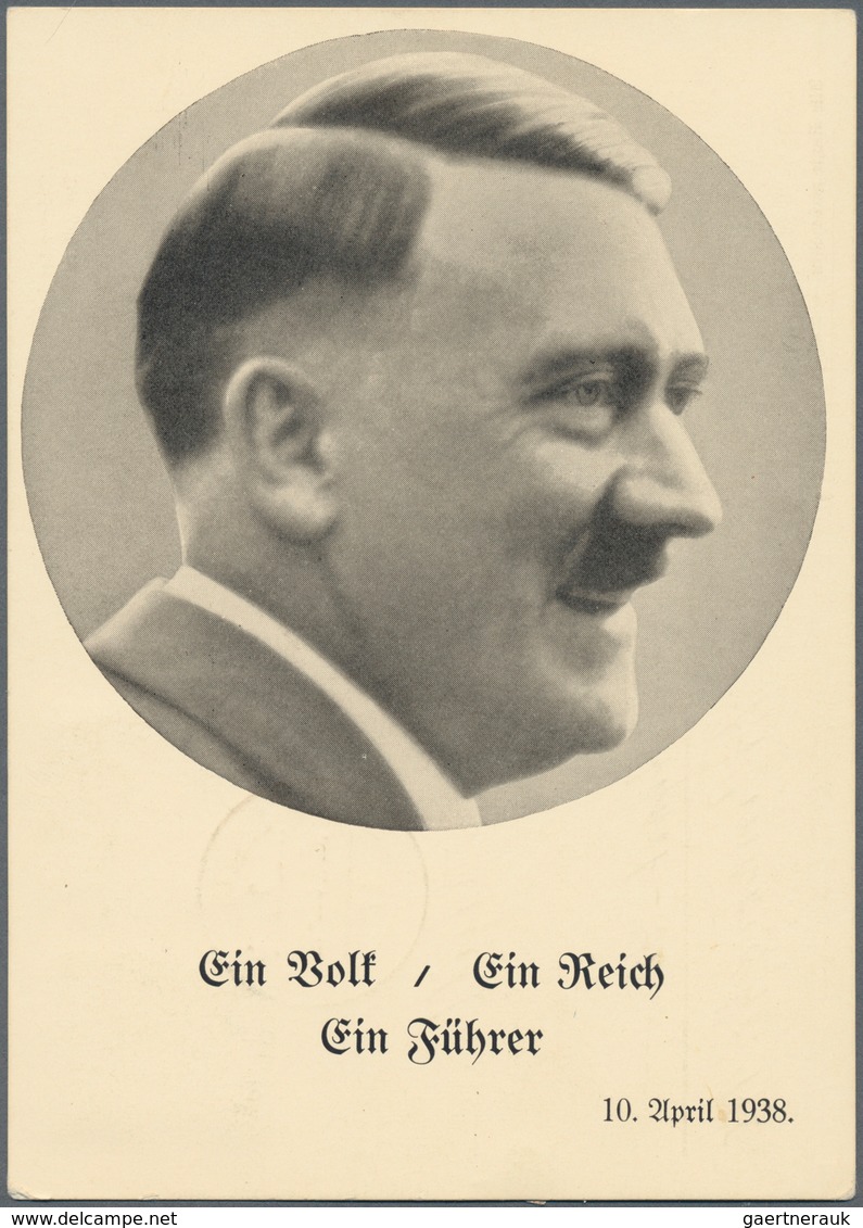 Ansichtskarten: Propaganda: 1938/1941, Adolf HITLER Porträt Im Medaillon, 4 Großformatige Propaganda - Political Parties & Elections