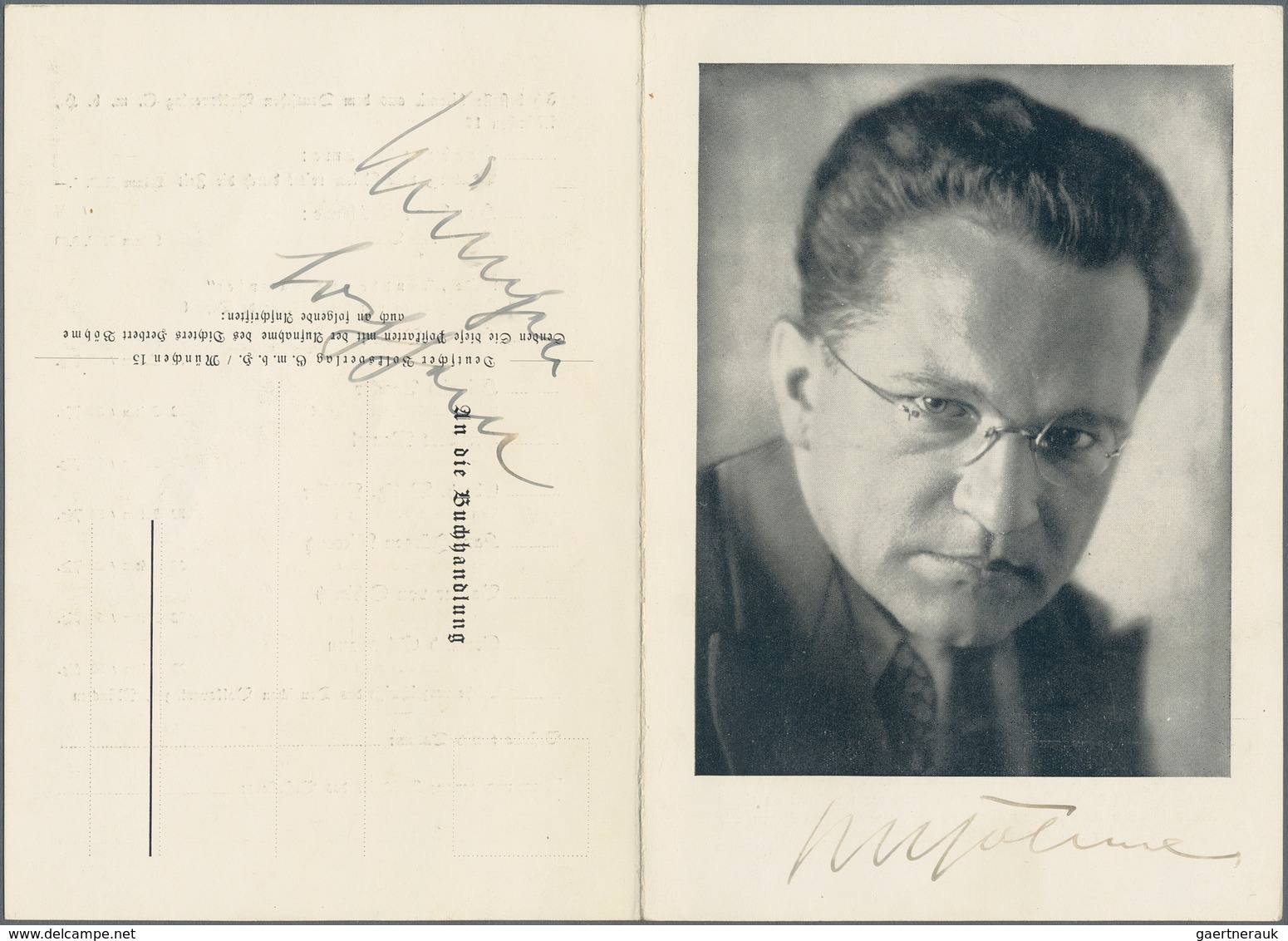 Ansichtskarten: Propaganda: 1939, Herbert BÖHME, NS-Dichter, Autogramm Auf Fotoklappkarte Und Eigenh - Parteien & Wahlen
