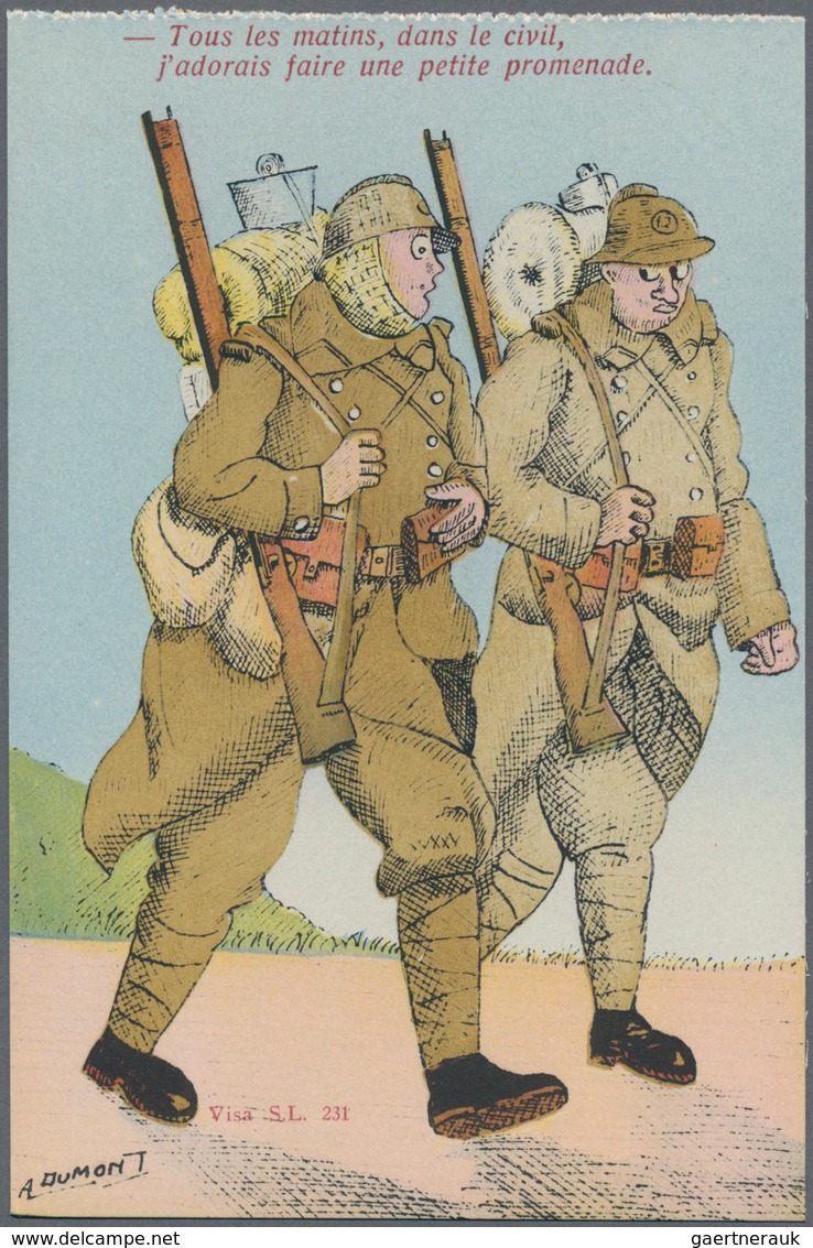 Ansichtskarten: Propaganda: 1939/1940 Ca., FRANKREICH Maginot-Linie, 27 Französische Karikaturen Sig - Political Parties & Elections