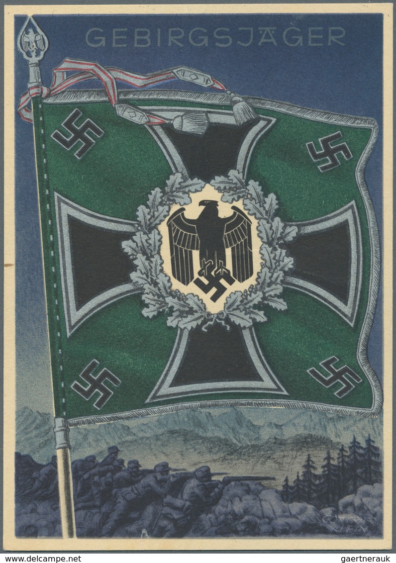 Ansichtskarten: Propaganda: 1941 Ca., 13 Farbige Propagandakarten Aus Der Serie "Die Siegreichen Fah - Politieke Partijen & Verkiezingen