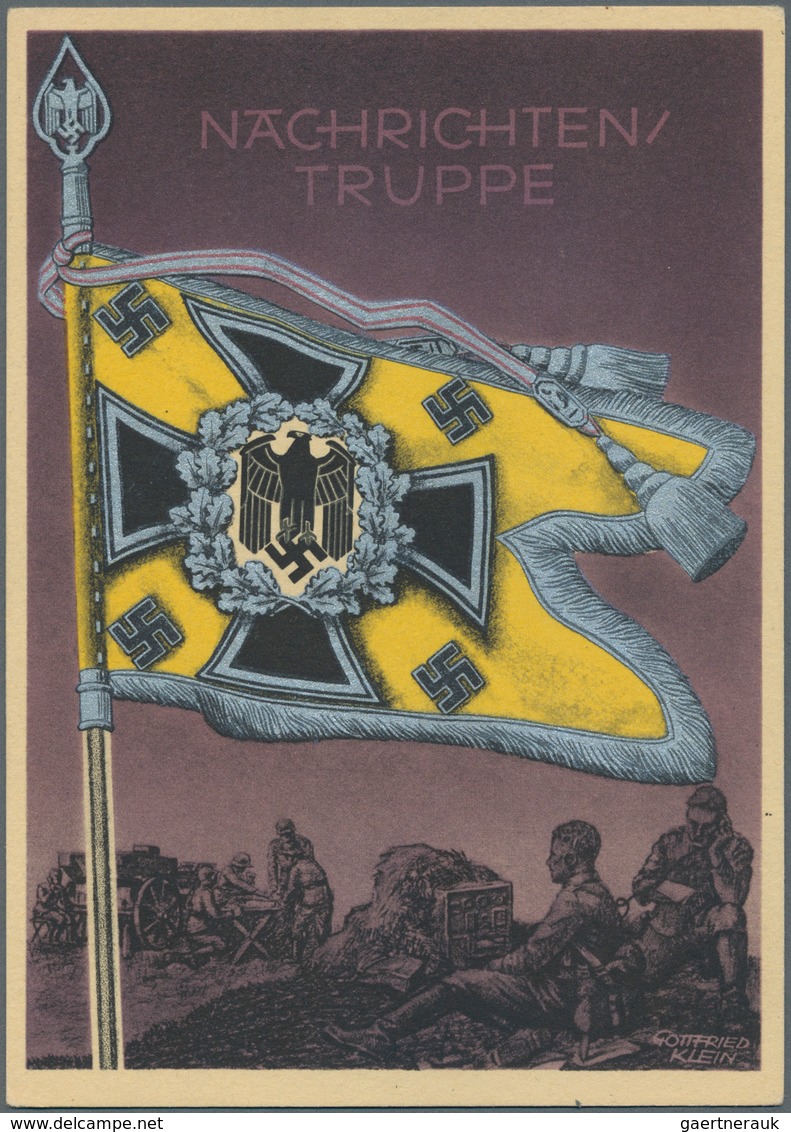 Ansichtskarten: Propaganda: 1941 Ca., 13 Farbige Propagandakarten Aus Der Serie "Die Siegreichen Fah - Political Parties & Elections