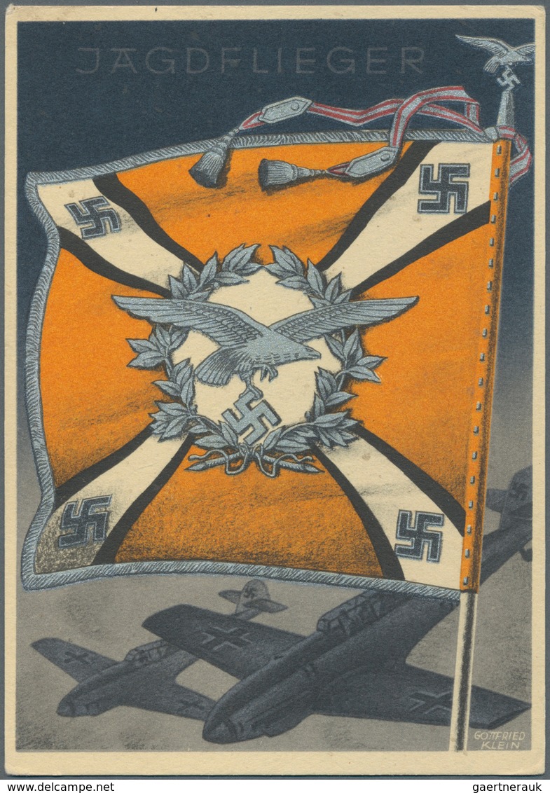 Ansichtskarten: Propaganda: 1941 Ca., 13 Farbige Propagandakarten Aus Der Serie "Die Siegreichen Fah - Politieke Partijen & Verkiezingen