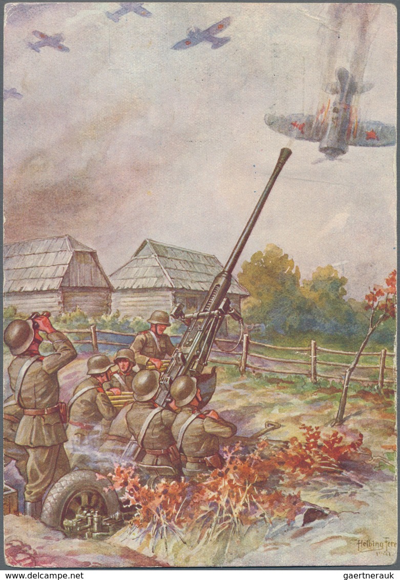 Ansichtskarten: Propaganda: 1943, 7 Farbenprächtige Ungarische Propagandakarten Mit Motiven Des Unga - Parteien & Wahlen