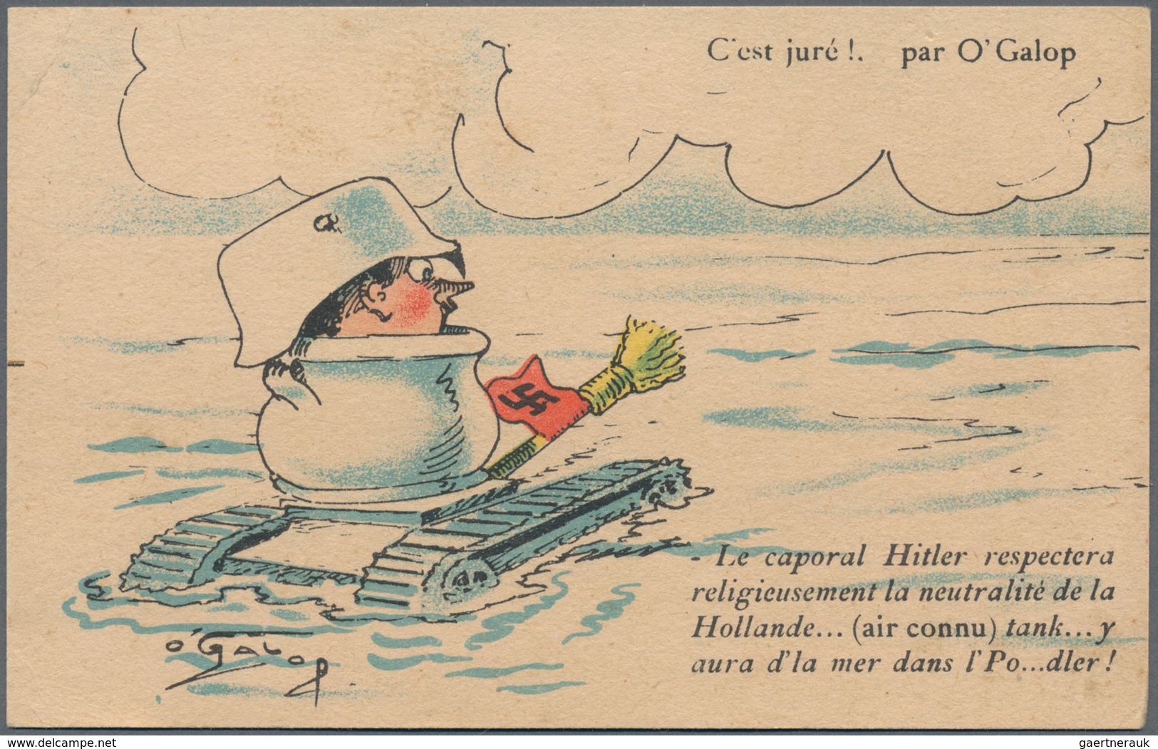 Ansichtskarten: Propaganda: 1945, Anti-NS, 16 Französische Propagandakarten, Bis Auf Eine Alle Ungeb - Parteien & Wahlen