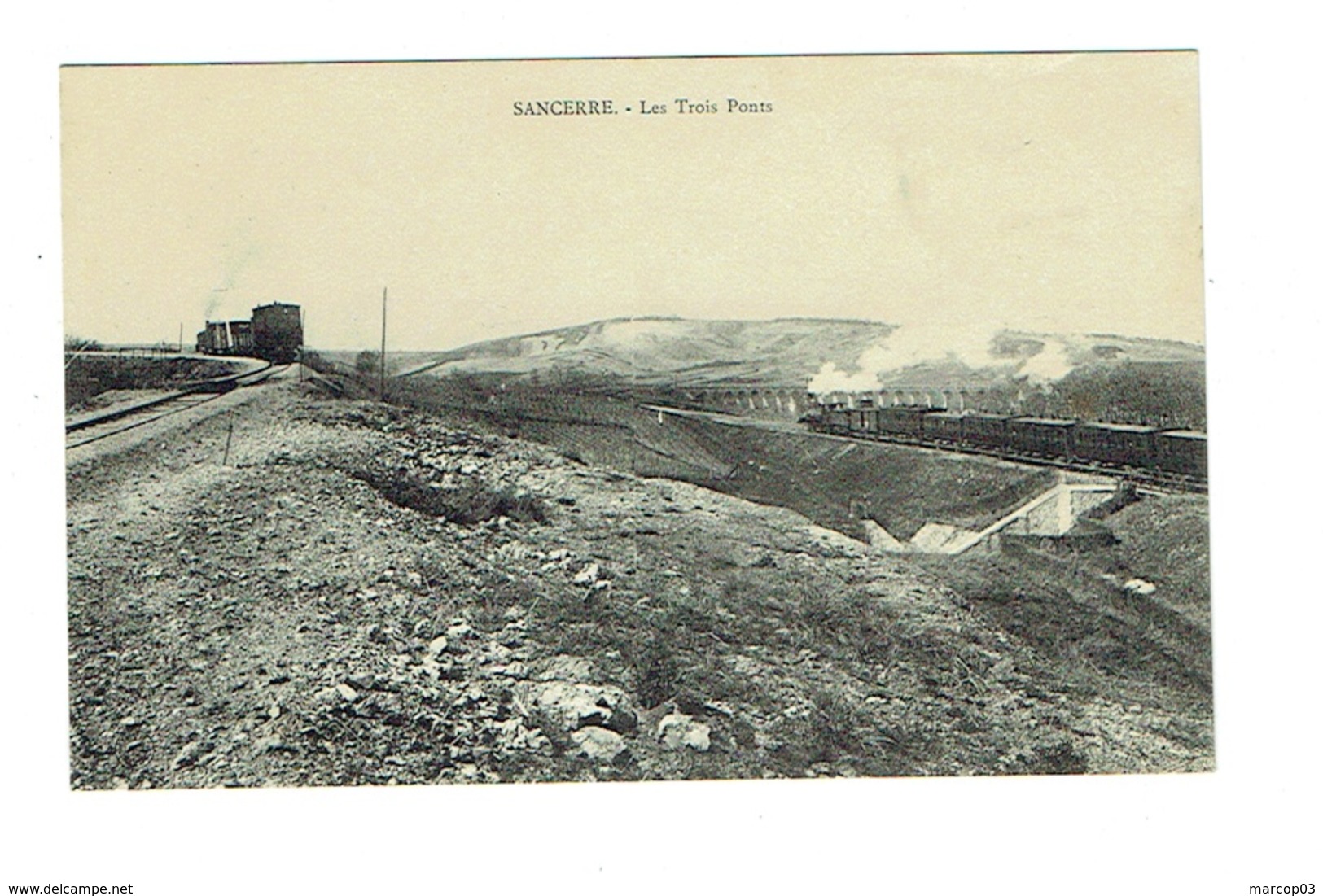 CHER 18 SANCERRE Les Trois Ponts - Train Ferroviaire Gare Belle Carte - Sancerre