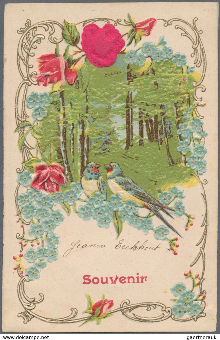 Ansichtskarten: Motive / Thematics: GLÜCKWUNSCH / BLUMEBSTOFFKARTEN, Eine Dekorative Mischung Mit 18 - Sonstige & Ohne Zuordnung