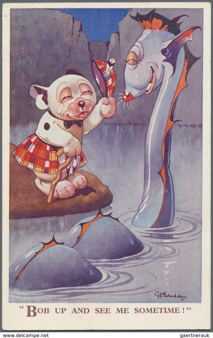 Ansichtskarten: Motive / Thematics: HUNDE 1930/1940 (ca.), Partie Von Ca. 35 Farbigen Humor-/Künstle - Sonstige & Ohne Zuordnung