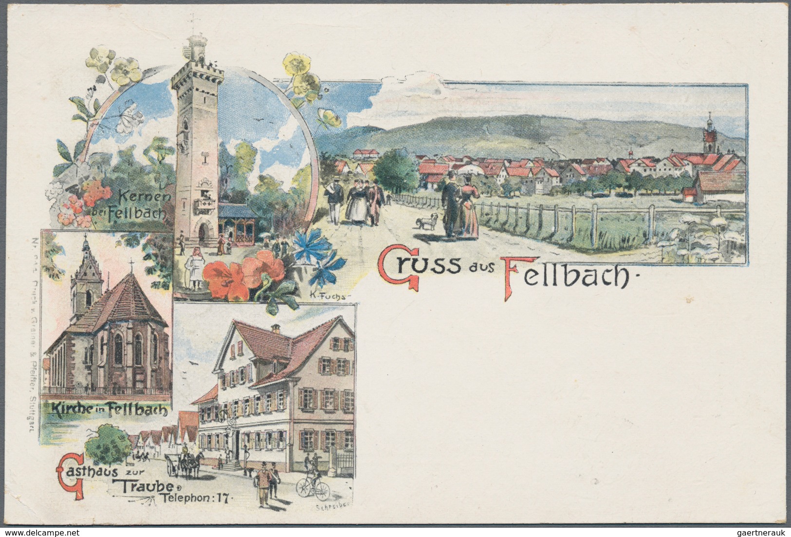 Ansichtskarten: Baden-Württemberg: FELLBACH (alte PLZ 7012), Kleine Heimatsammlung Mit 33 Alten Und - Andere & Zonder Classificatie