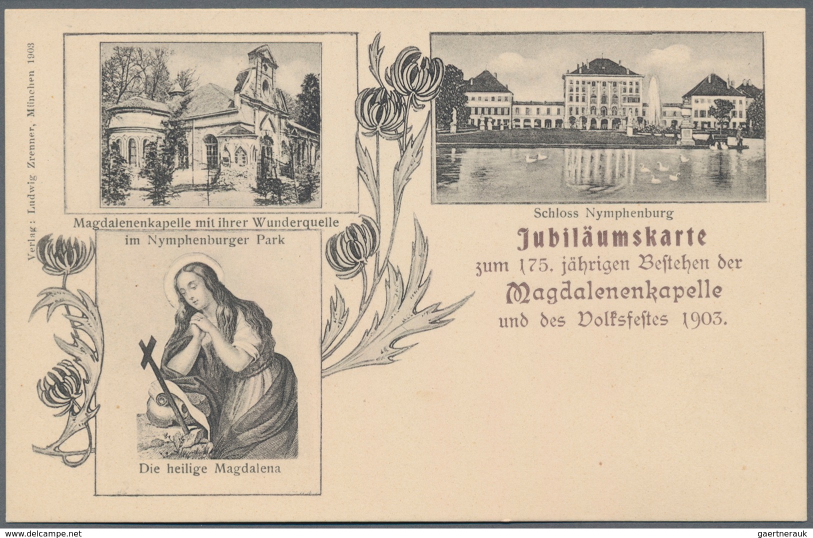 Ansichtskarten: Bayern: MÜNCHEN NYMPHENBURG SCHLOSS und SCHLOSSPARK, ungefähr 540 historische Ansich