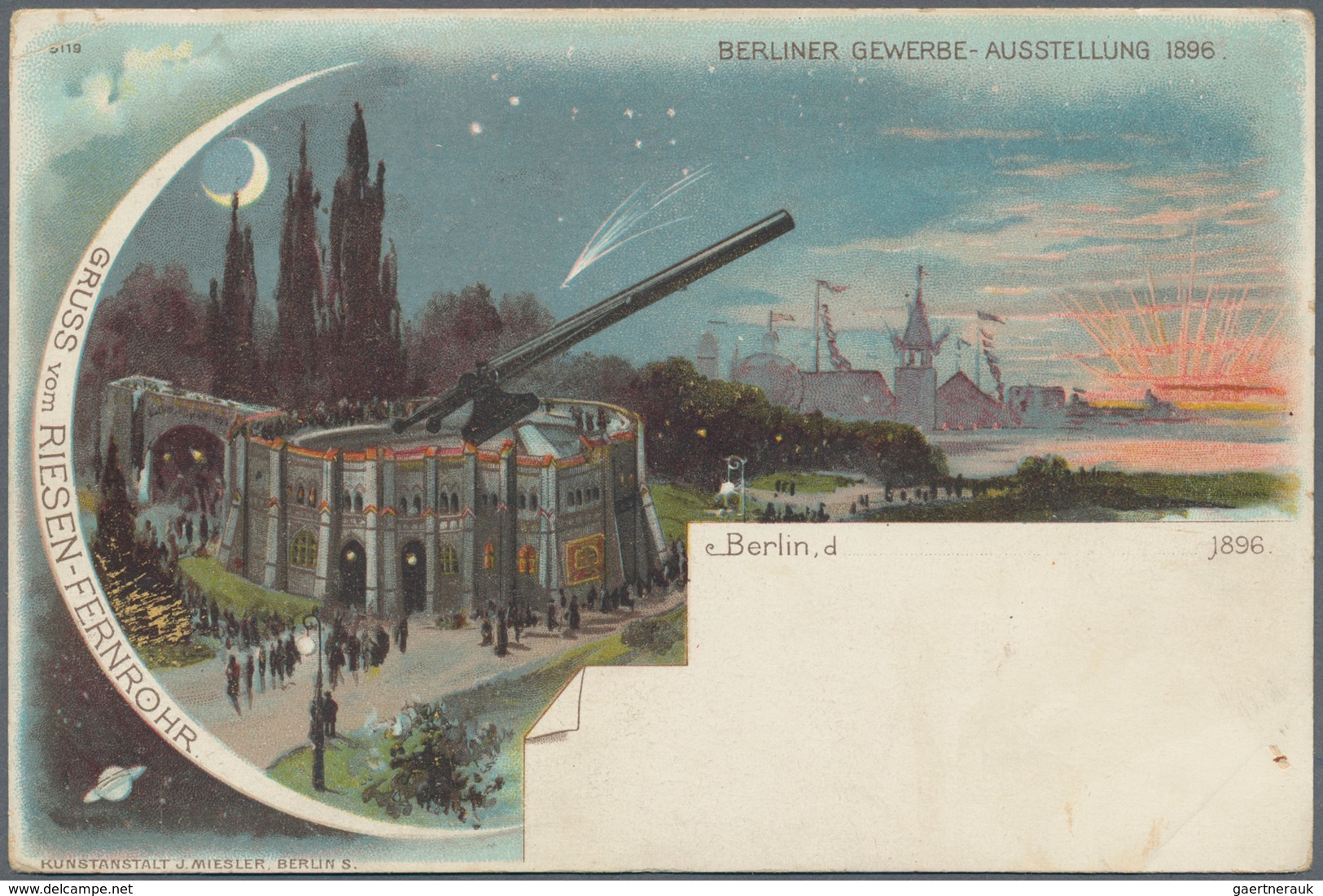 Ansichtskarten: Berlin: GEWERBE-AUSSTELLUNG 1896, Dekorativer Bestand An 82 Unterschiedlichen Lithog - Otros & Sin Clasificación