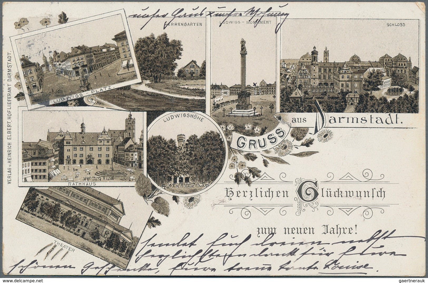 Ansichtskarten: Hessen: DARMSTADT (alte PLZ 6100), Sehenswerte Zusammenstellung Mit 25 Historischen - Altri & Non Classificati