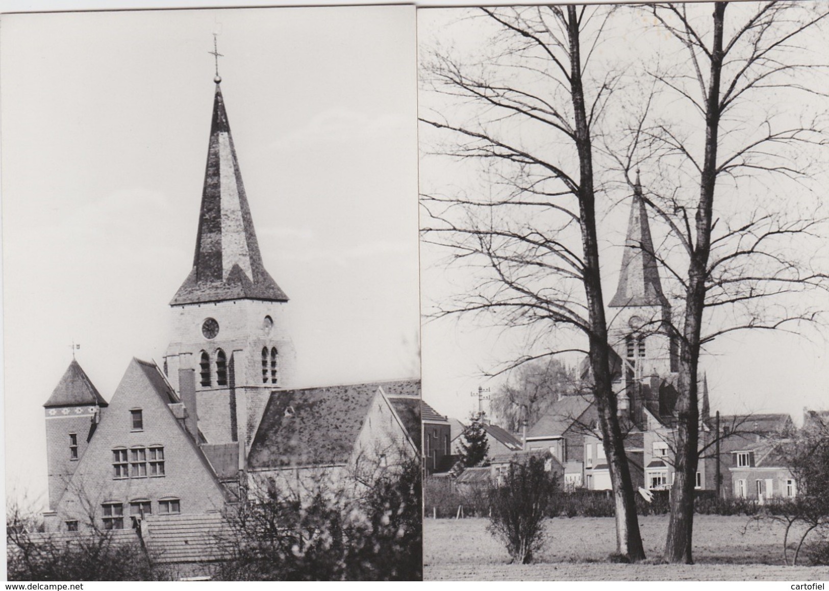 HALLAAR-LOTJE-2 KAARTEN-KERK+DORPZICHT-UITGAVE-FOTODRUKKERIJ WN STEKENE-ZIE 2 SCANS-KOOPJE ! ! ! - Heist-op-den-Berg