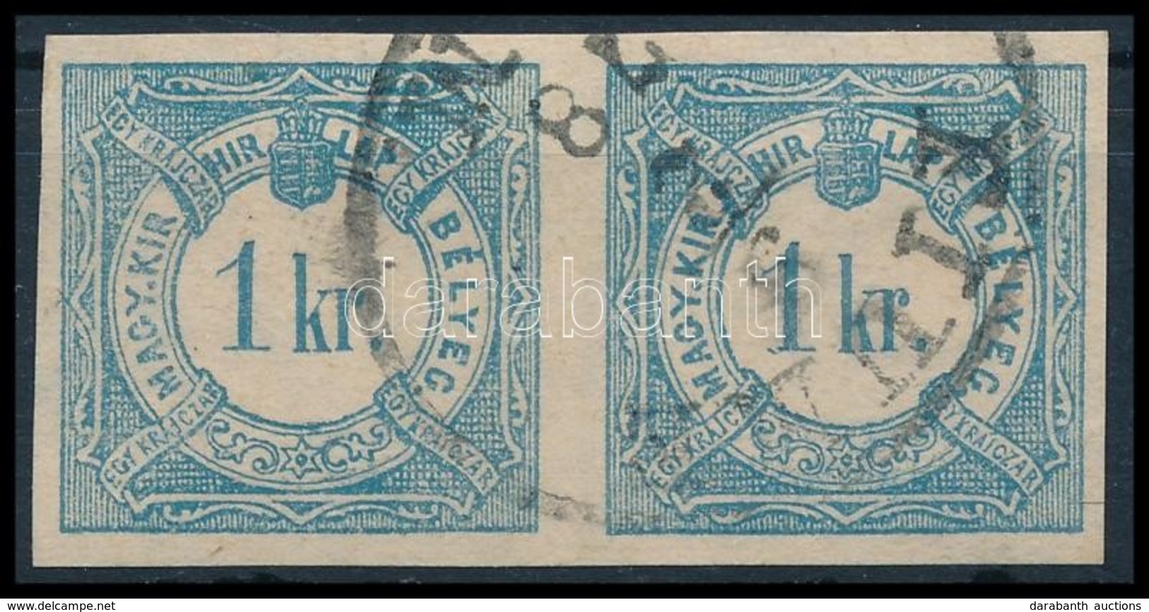 O 1868 Hírlapilleték Bélyeg 1kr Pár, Mindkét Bélyegben Nagy Vízjelrészlet 'FIU(ME P.) M.' - Other & Unclassified