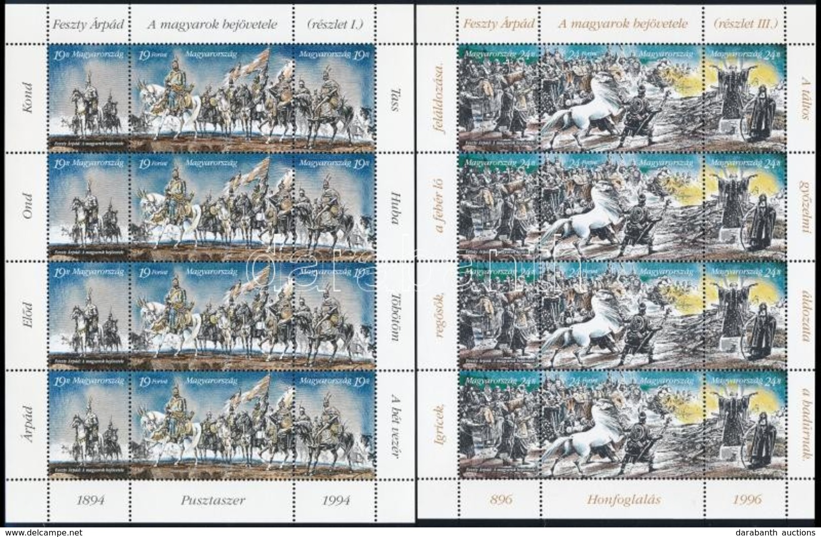 ** 1994-1996 Feszty Körkép (I.), (II.), (III.) Kisív + Blokk (11.500) - Andere & Zonder Classificatie