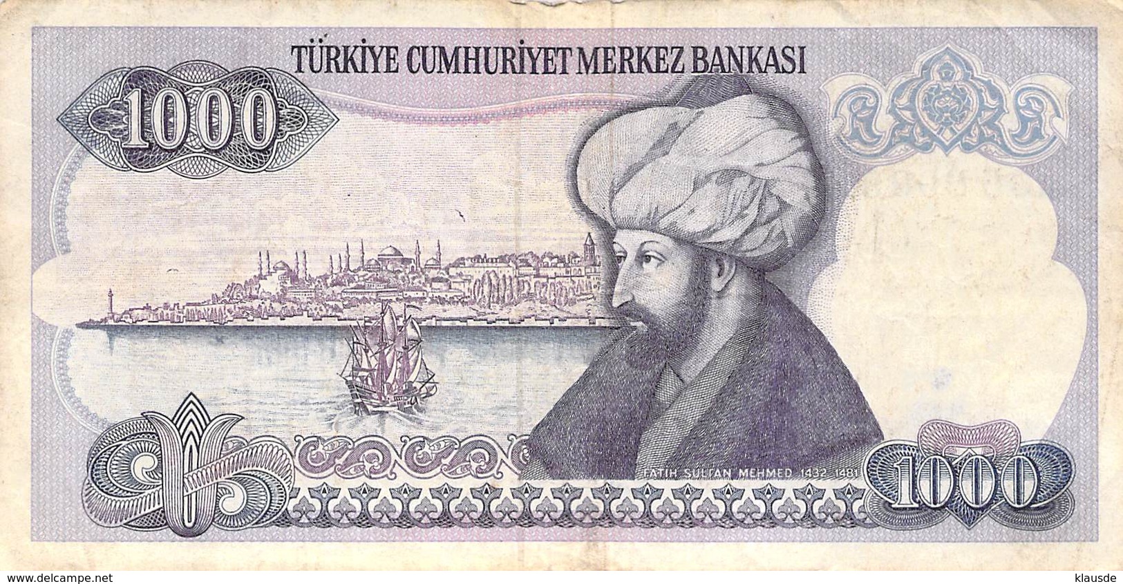 1000 Türk Lira Banknote Türkei VF/F (III) 1970 - Türkei