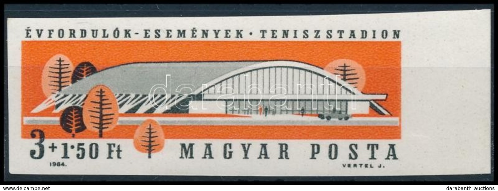 ** 1964 Évfordulók Teniszstadion ívszéli Vágott Bélyeg - Andere & Zonder Classificatie