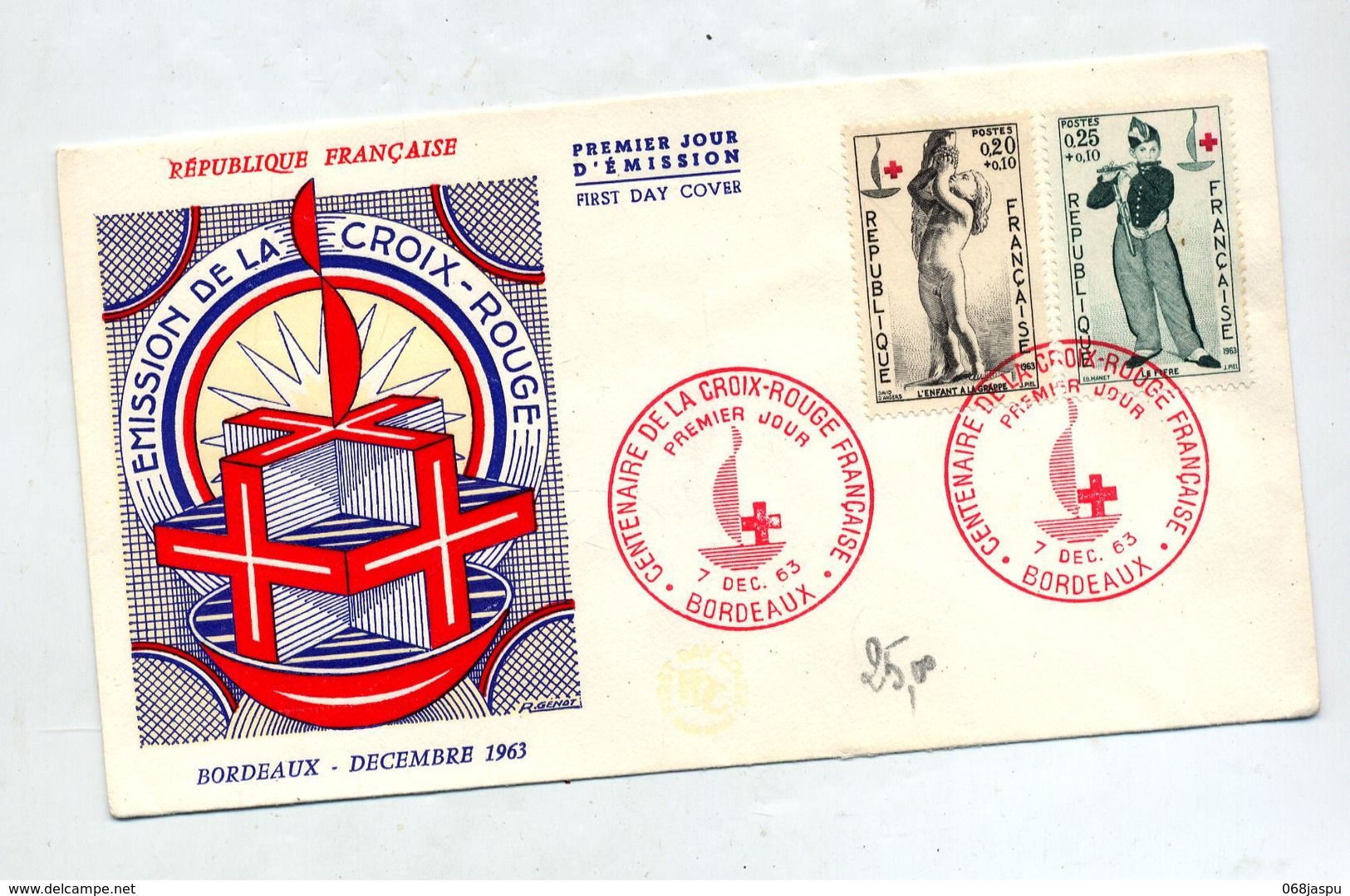 Lettre Fdc 1963 Bordeaux Croix Rouge - 1960-1969