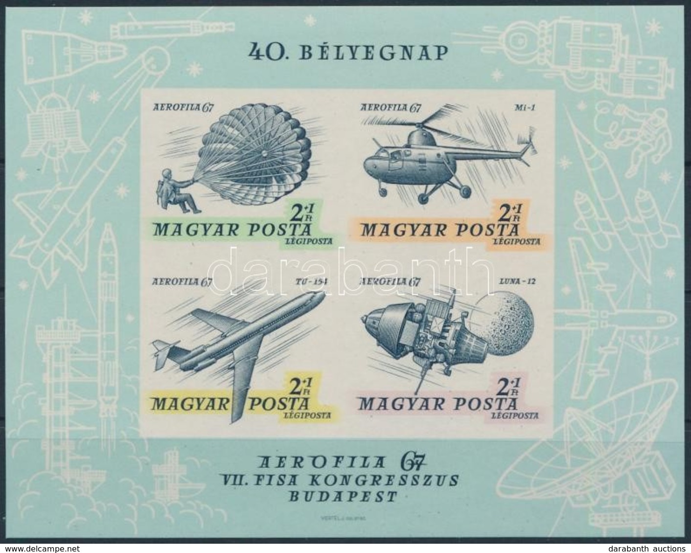 ** 1967 Bélyegnap (40.) - Aerofila (II.) Vágott Blokk (5.000) - Andere & Zonder Classificatie