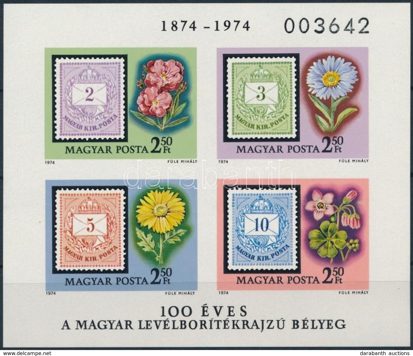 ** 1974 100 éves A Levélborítékrajzú Bélyeg Vágott Blokk (4.000) - Andere & Zonder Classificatie