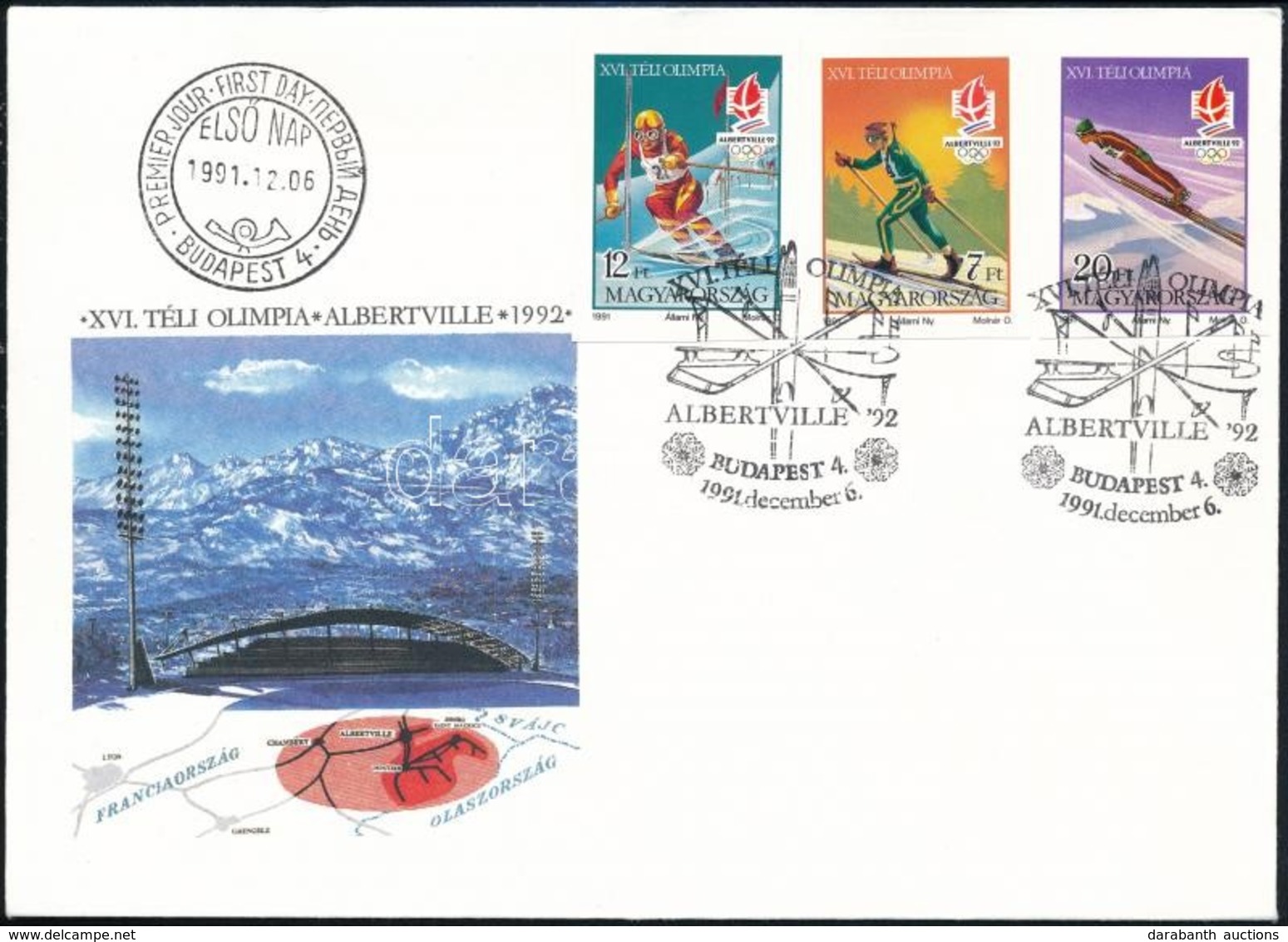 1991 Téli Olimpia Vágott Sor 2 Db FDC-n (5.000) - Andere & Zonder Classificatie