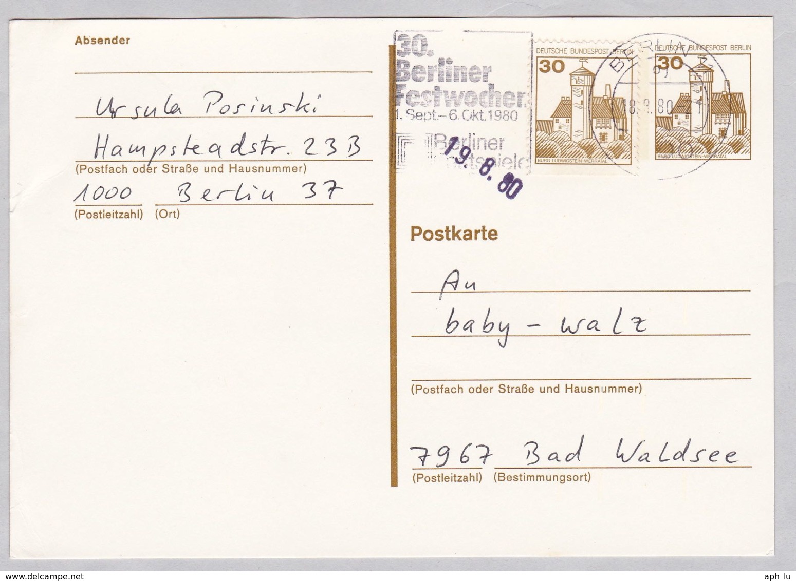 Postkarte, Zusatzfrankatur Aus MH (br6619) - Postales - Usados
