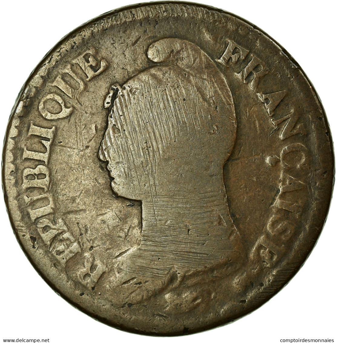 Monnaie, France, Dupré, Decime, 1796, Lyon, B+, Bronze, Gadoury:187, KM:645.5 - D. 10 Centimes