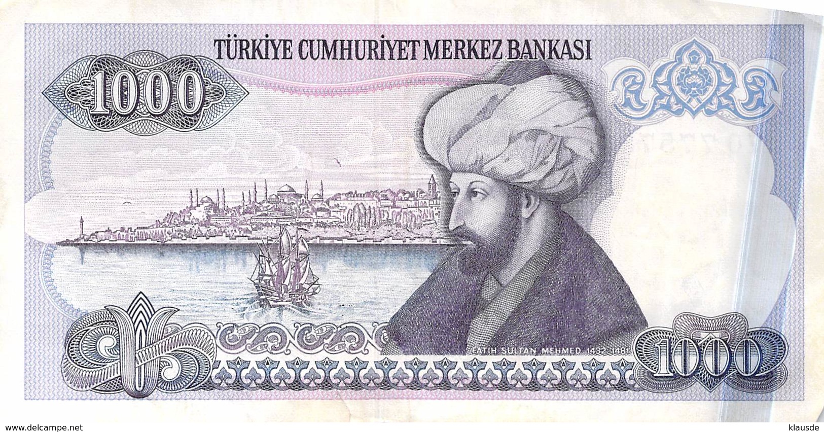 1000 Türk Lira Banknote Türkei VF/F (III) 1970 - Turkije