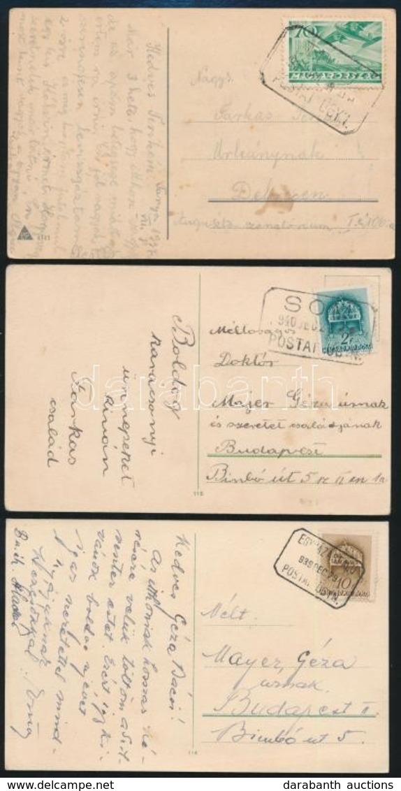1937-1940 3 Db Képeslap Klf Postaügynökségi Bélyegzésekkel - Andere & Zonder Classificatie