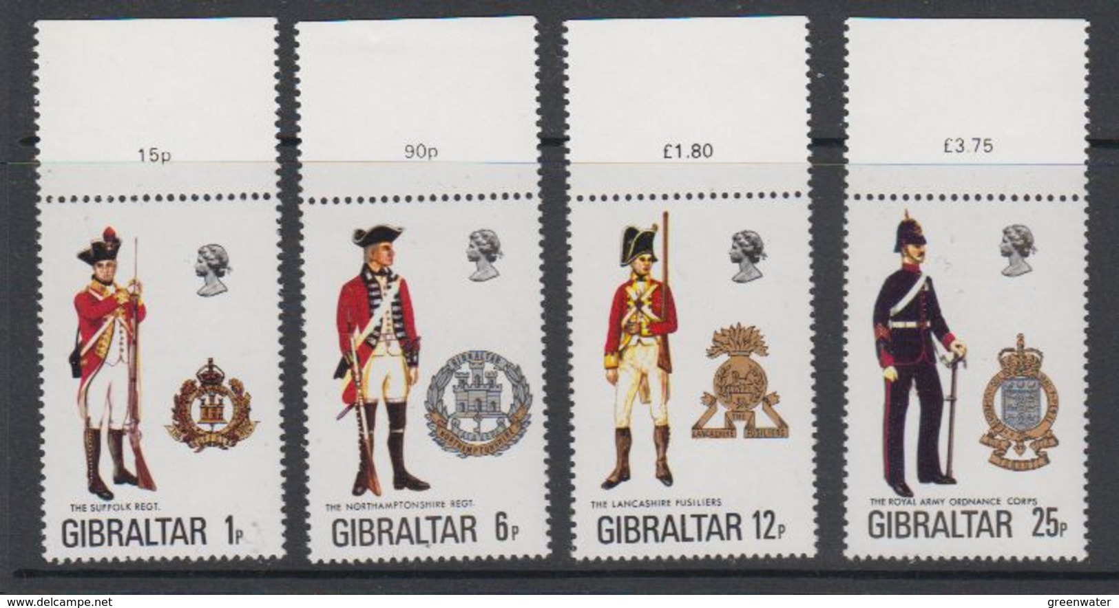 Gibraltar 1976 Uniforms 4v (margin) ** Mnh (42901D) - Gibraltar