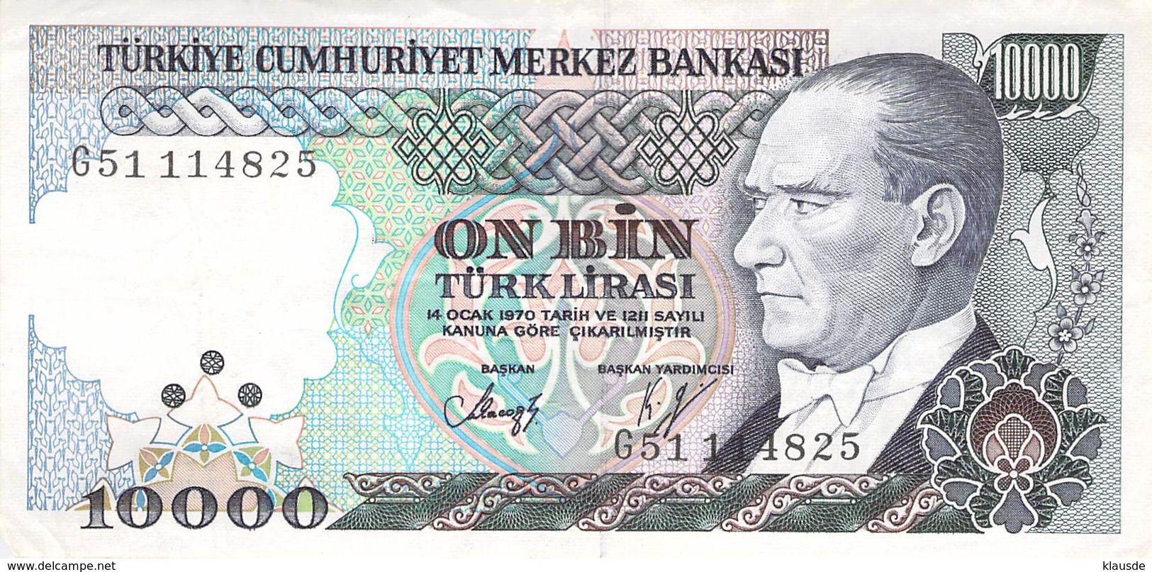 10000 Türk Lira Banknote Türkei VF/F (III) 1970 - Türkei