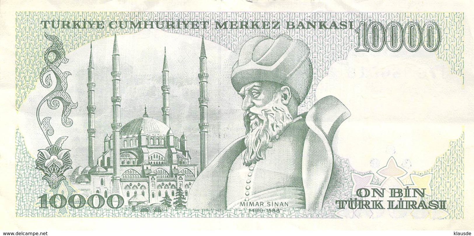 10000 Türk Lira Banknote Türkei VF/F (III) 1970 - Türkei