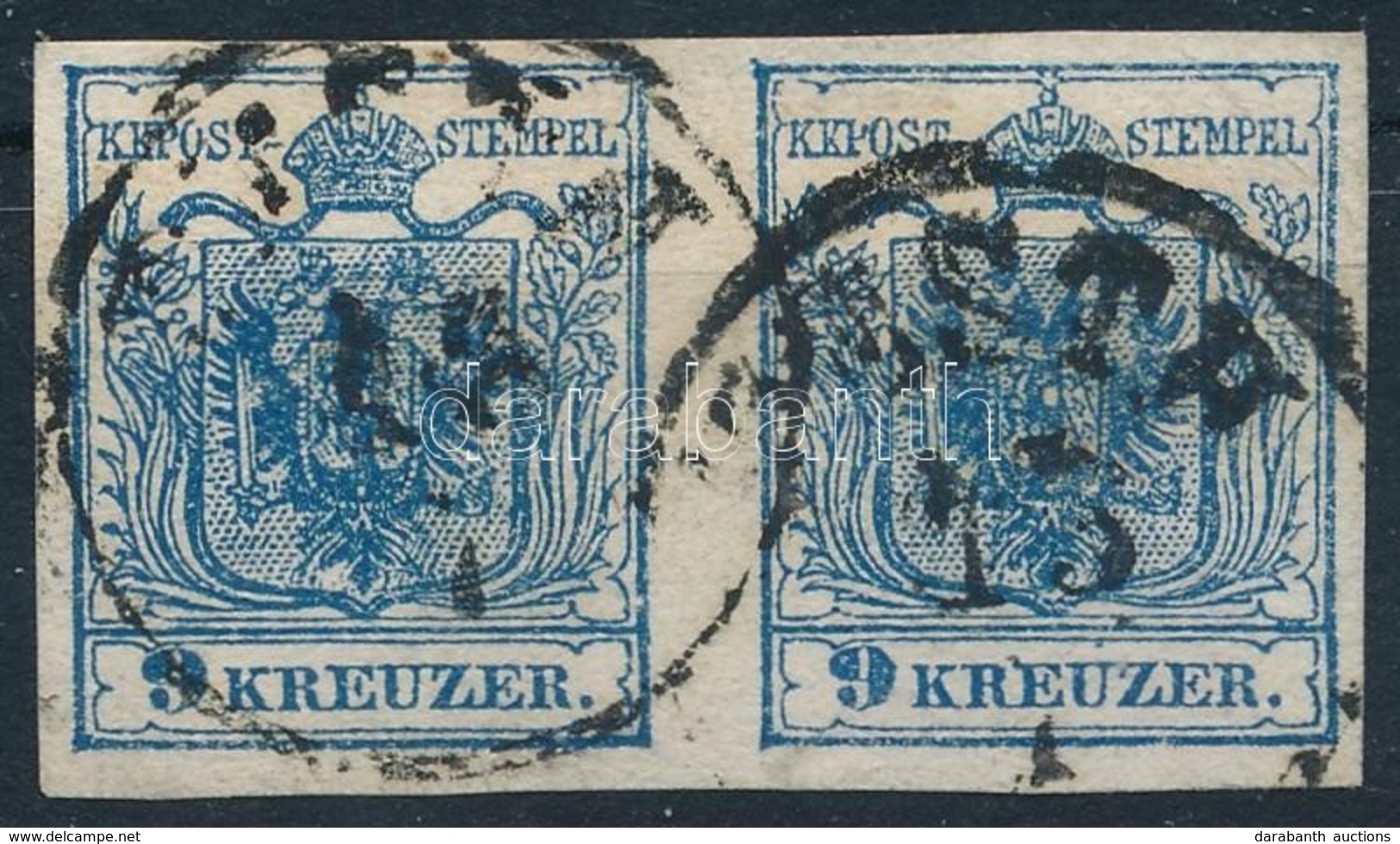 O 1850 9kr Sötétkék MP III Lemezhibás Bélyeg 'PESTH' Certificate: Steiner - Andere & Zonder Classificatie