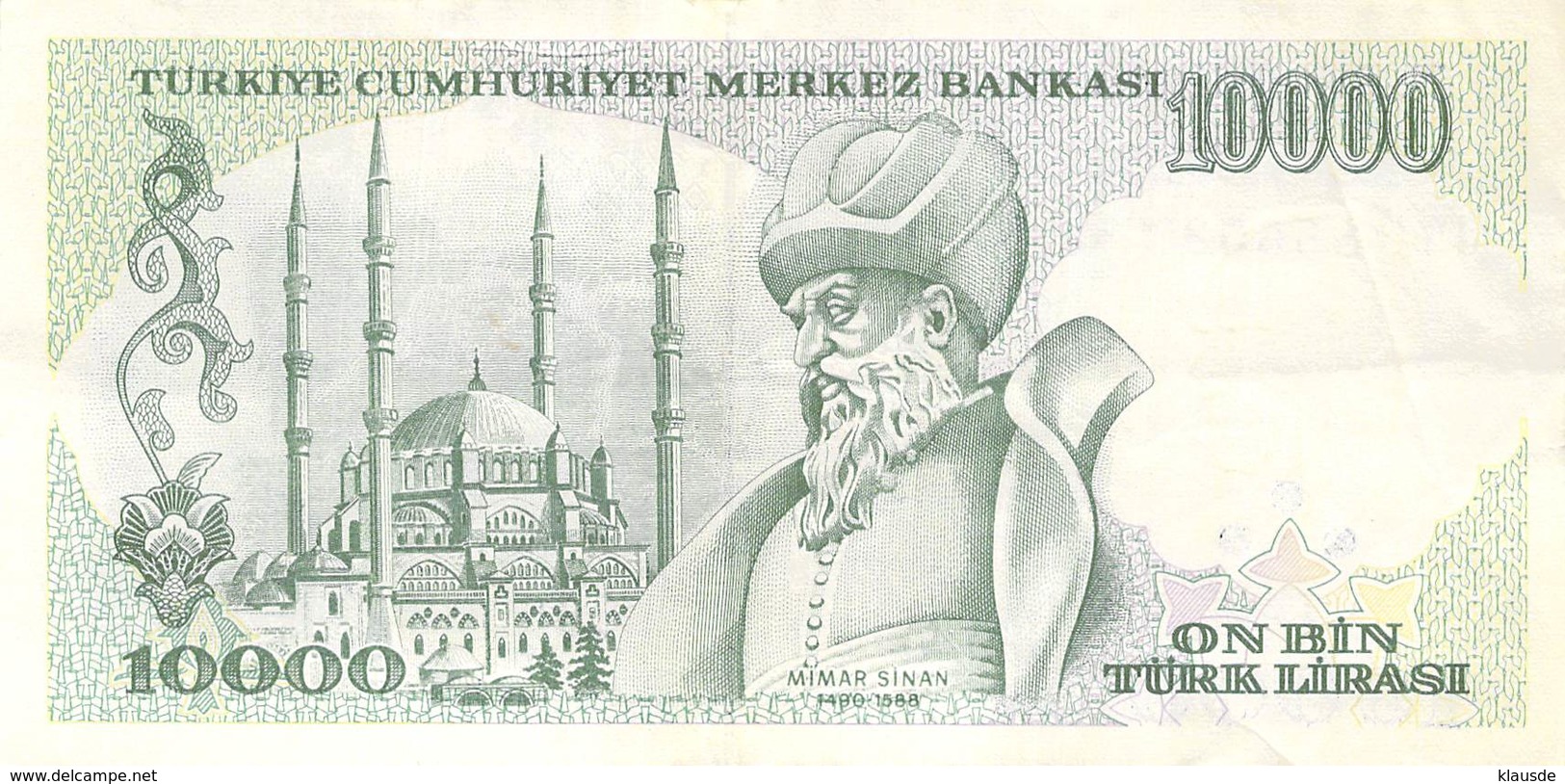 10000 Türk Lira Banknote Türkei VF/F (III) 1970 - Türkei