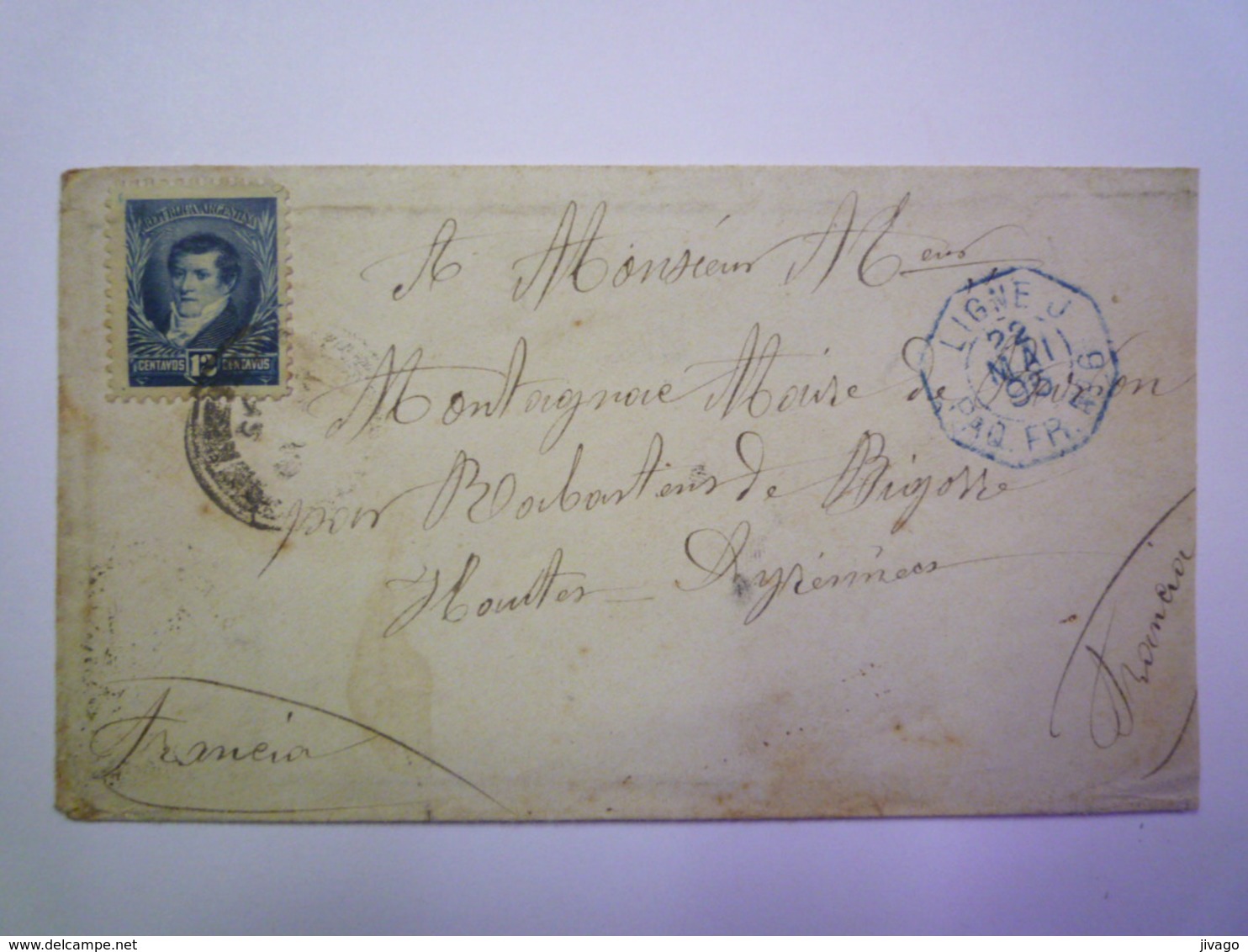 GP 2019 - 1336  Enveloppe Au Départ De BUENOS AIRES à Destination De RABASTENS-de-BIGORRE  1895  - Storia Postale