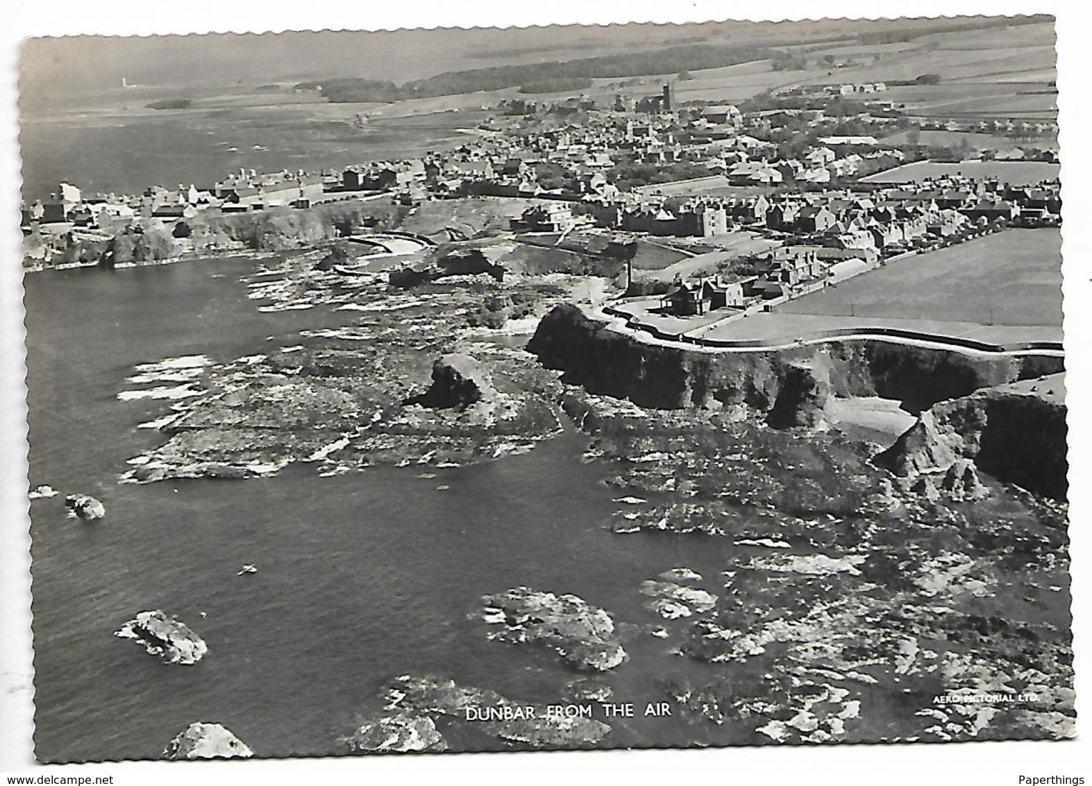 Real Photo Postcard, Dunbar From The Air, Sea View, Houses, Landscape. Aero Pictorial Ltd. - Dunbartonshire