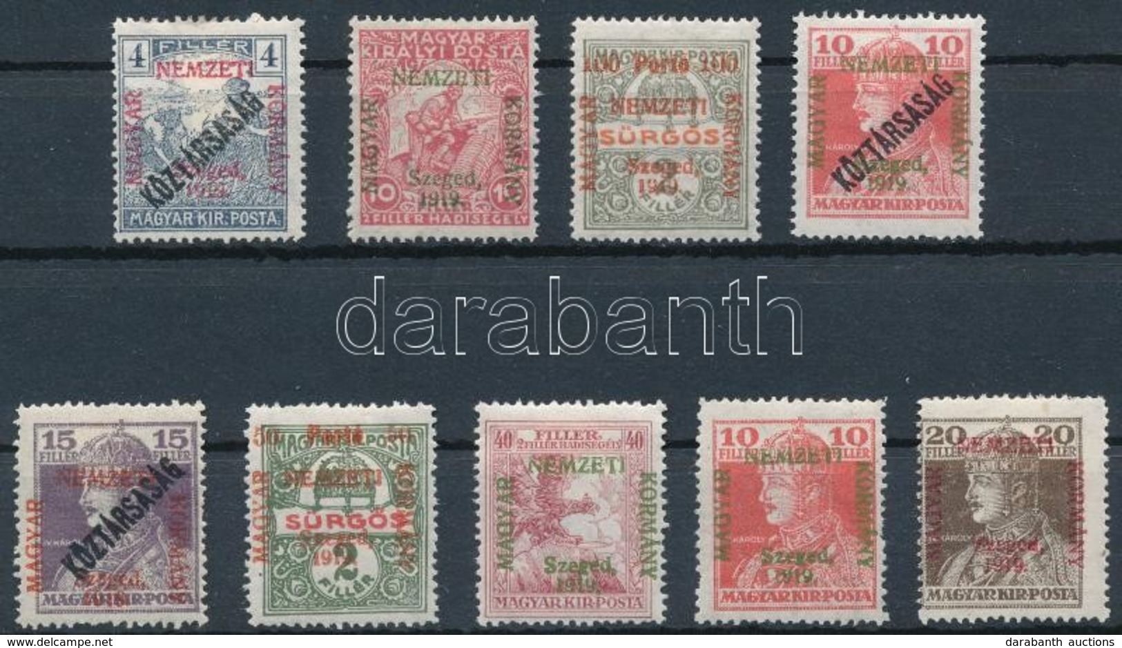 * Szeged 1919 9 Klf Bélyeg / 9 Different Stamps. Signed: Bodor - Andere & Zonder Classificatie