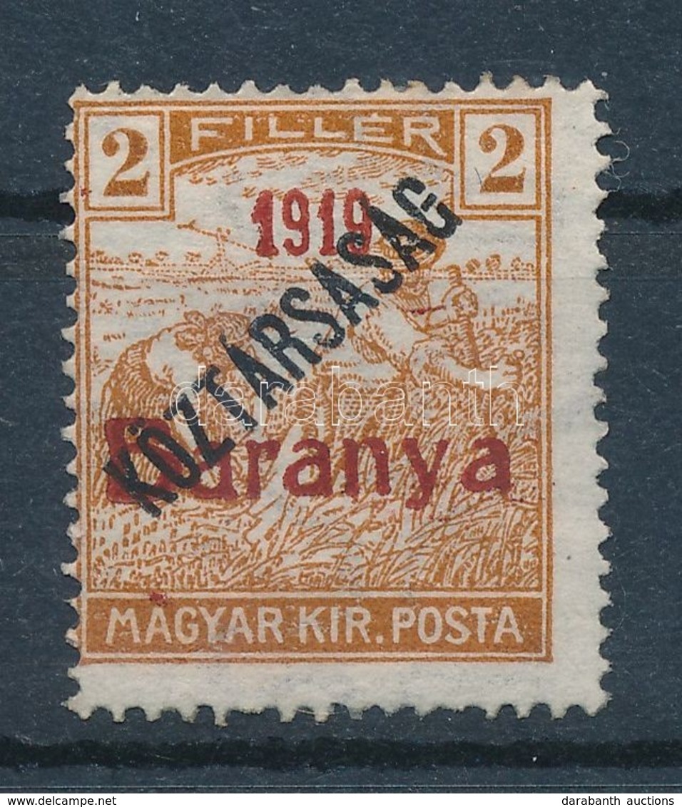 (*) Baranya I. 1919 Arató/Köztársaság 20f Vörös Felülnyomással Próbanyomat, Garancia Nélkül (**30.000) - Other & Unclassified