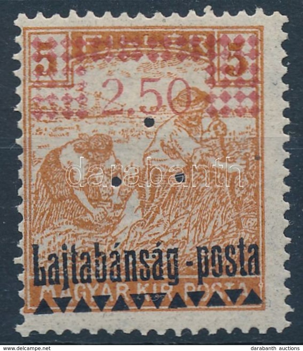 * Nyugat-Magyarország III. 1921 Arató 2,50K/5f Hármas Lyukasztással, Garancia Nélkül - Altri & Non Classificati